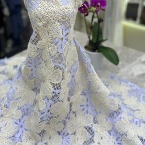 手工礼服面料后工艺镂空棉线蕾丝绣花