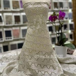 手工礼服面料后工艺立体镂空棉线蕾丝绣花